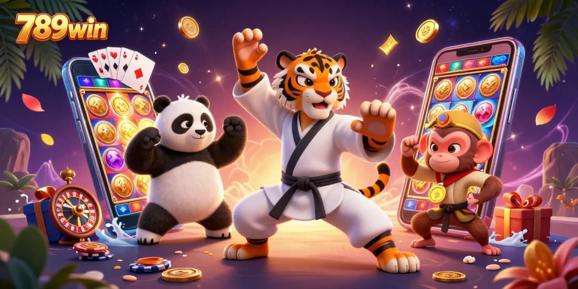 Engage with 789win's thrilling gaming experience surrounded by vibrant casino elements and festive energy.