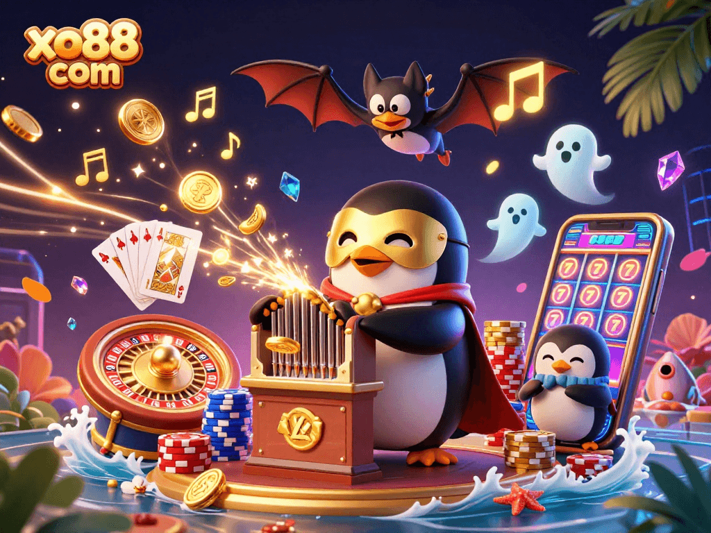 Spin and win at xo88 com with thrilling casino games featuring golden coins and vibrant characters.