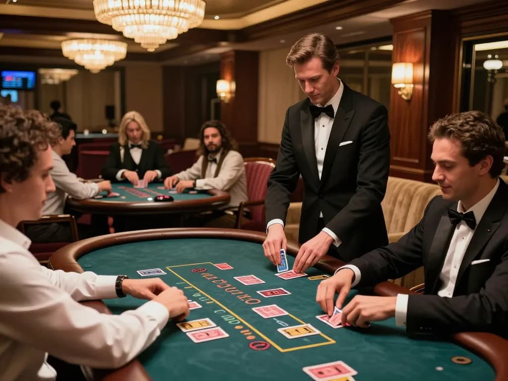 Engaged players at KJC com blackjack tables strategizing their next moves.