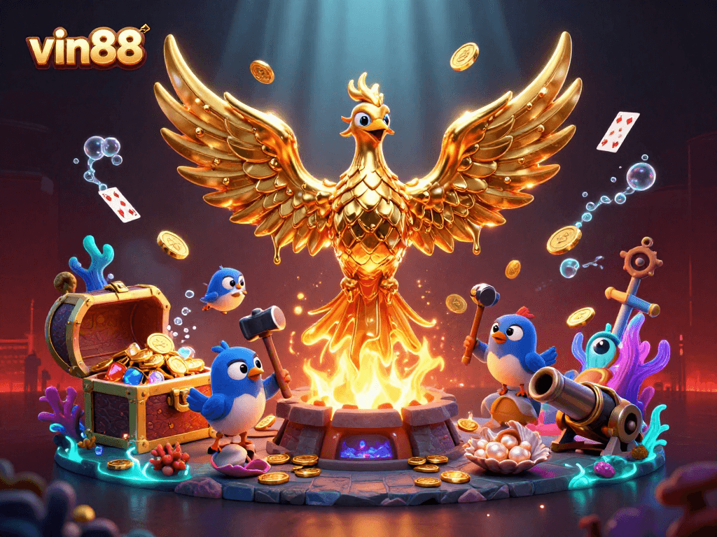 Experience thrilling gameplay at vin88 with a molten phoenix and riches from the underwater world.