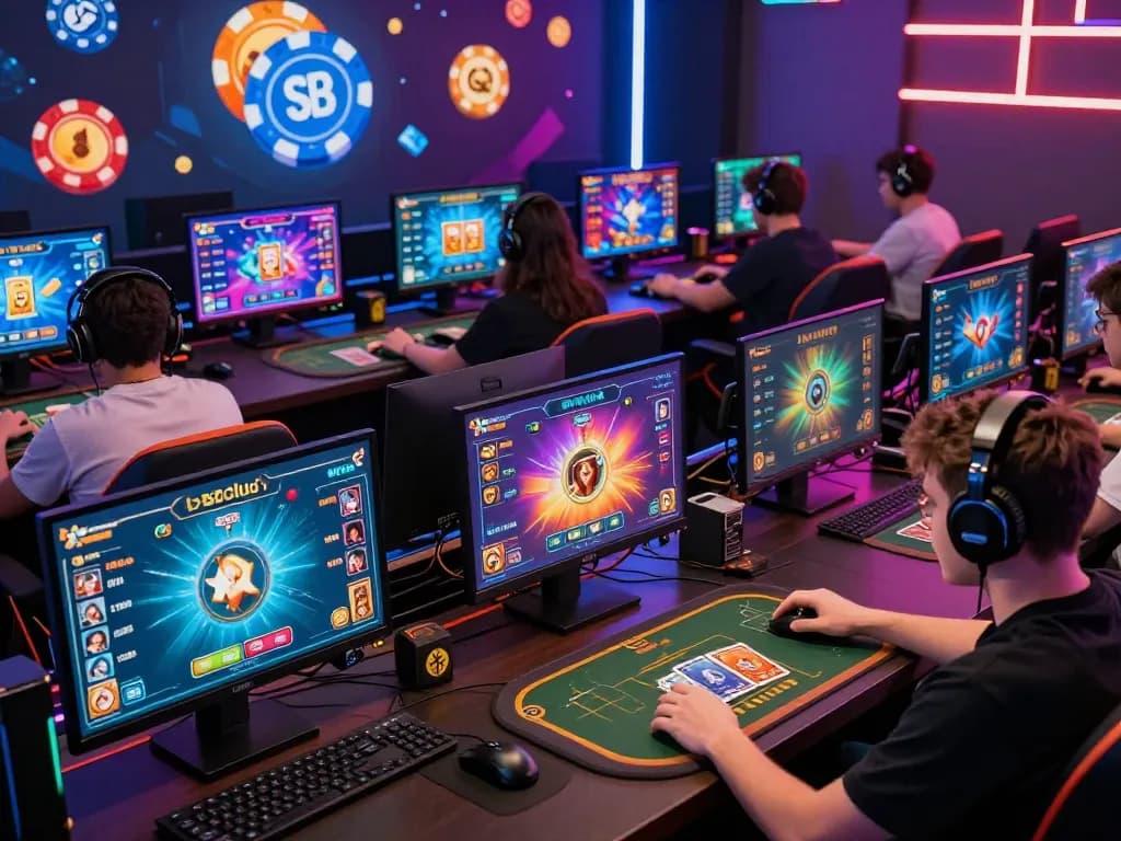 Engaged players enjoying diverse games at b52club online gaming platform, showcasing vibrant graphics and interaction.