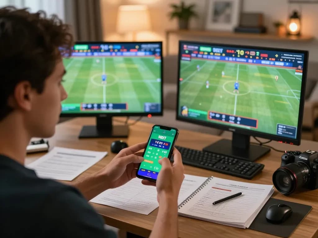 Intense sports betting action on the 9BET app with player focused on game strategy.