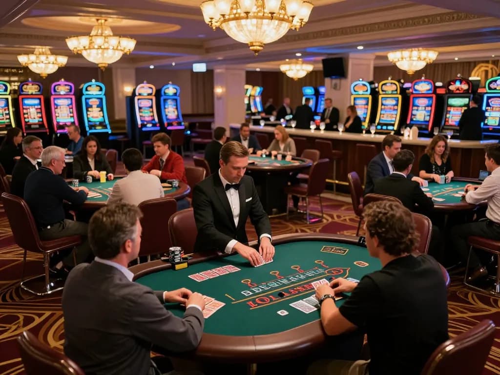 Players enjoying intense blackjack gameplay at b52club in a luxurious casino environment