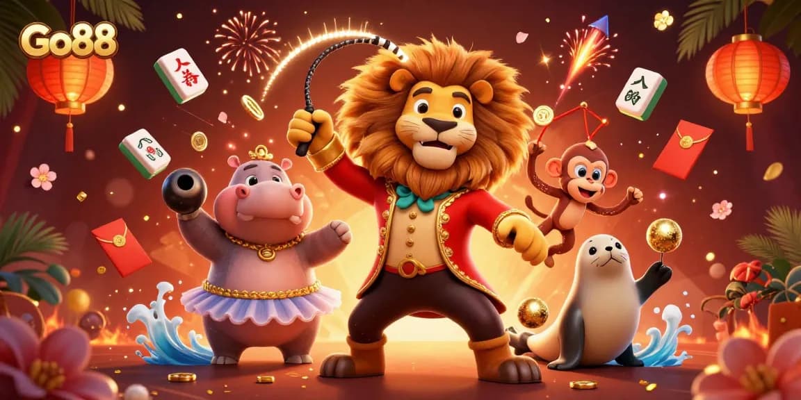 Go88 ignites excitement with dynamic casino-themed illustration featuring colorful characters and vibrant game elements.