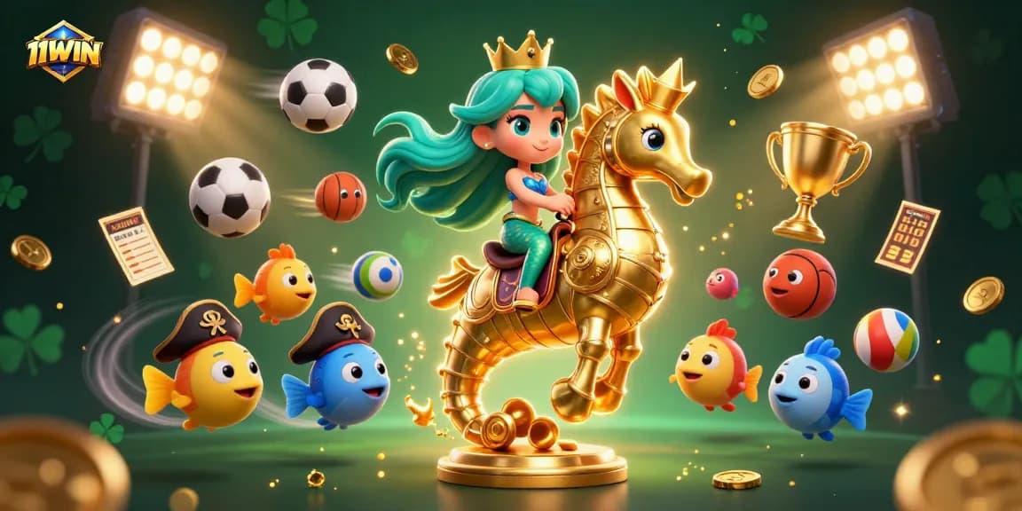 Engage in thrilling sports betting adventures with the vibrant 11WIN, featuring dynamic cartoon characters.