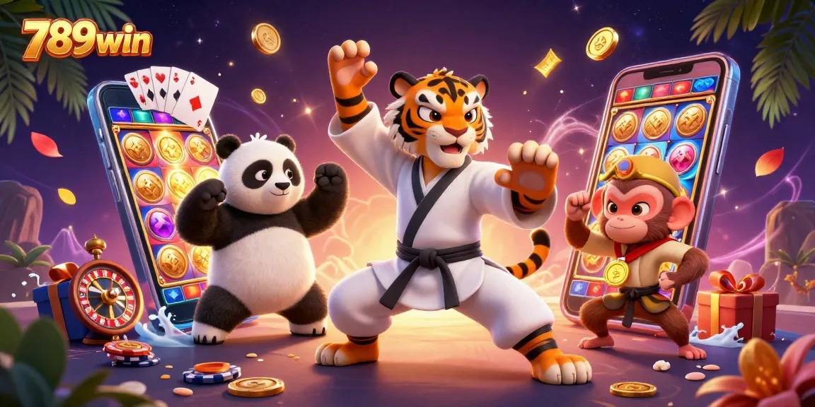Engage with 789win's thrilling gaming experience surrounded by vibrant casino elements and festive energy.