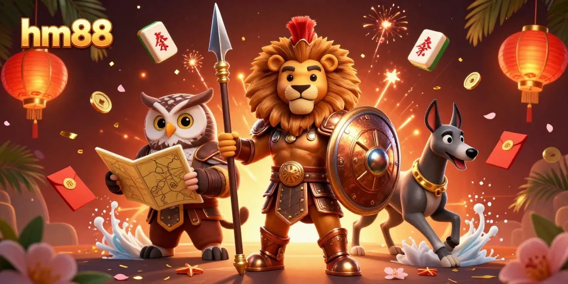 Experience thrilling gameplay with hm88 in this dynamic 3D illustration showcasing luck and strategy.