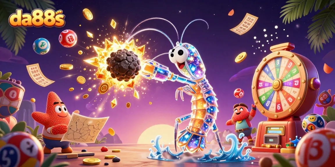 Engage in thrilling gameplay at da88s with vibrant lottery balls and dynamic casino elements.