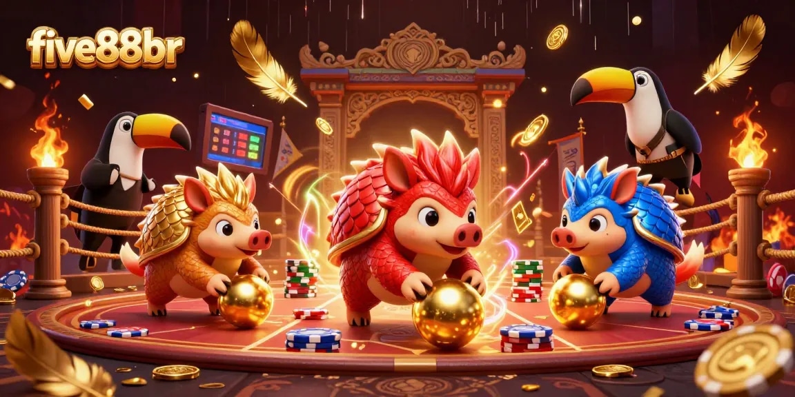 Experience thrilling action with the five88br pangolins rolling through poker chips in a vibrant casino scene.