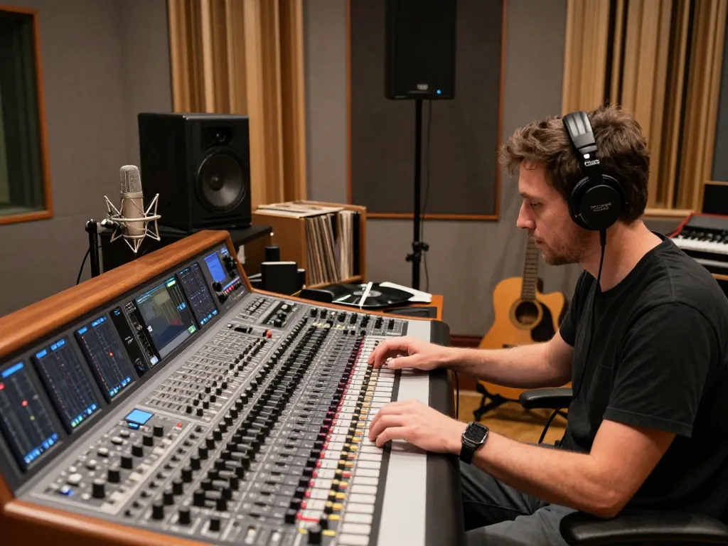 Sound engineer using DA88 in a professional audio recording studio.