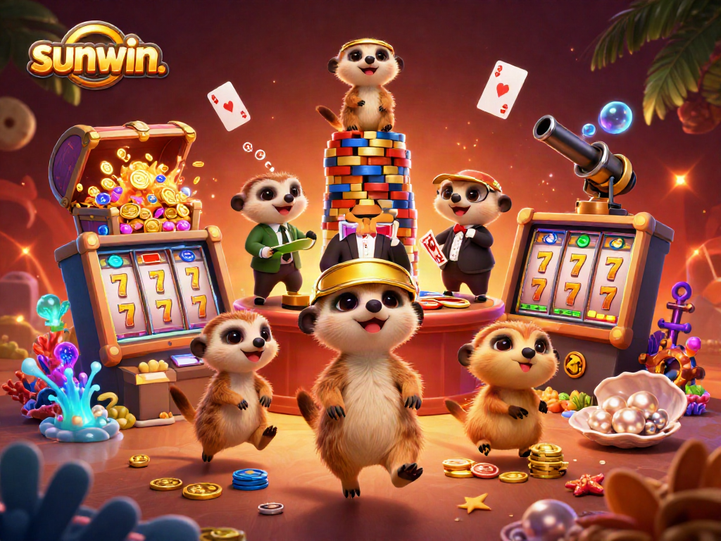 Immerse in the thrill of sunwin. as meerkats manage a lively casino scene packed with vibrant slot game elements.