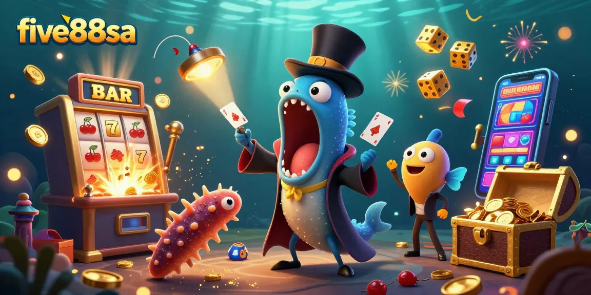 Engage with five88sa's vibrant underwater casino scene featuring unique 3D characters and spectacular game elements.