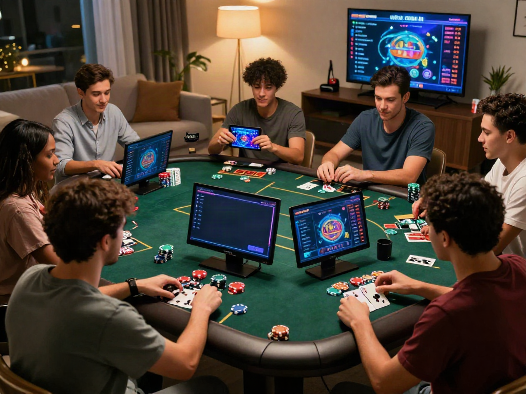 Engaging scene of players at home enjoying online games from HitClub, showcasing vibrant graphics and immersive experience.