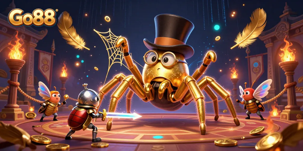 Experience Go88's thrilling games with a golden tarantula weaving luck and excitement.