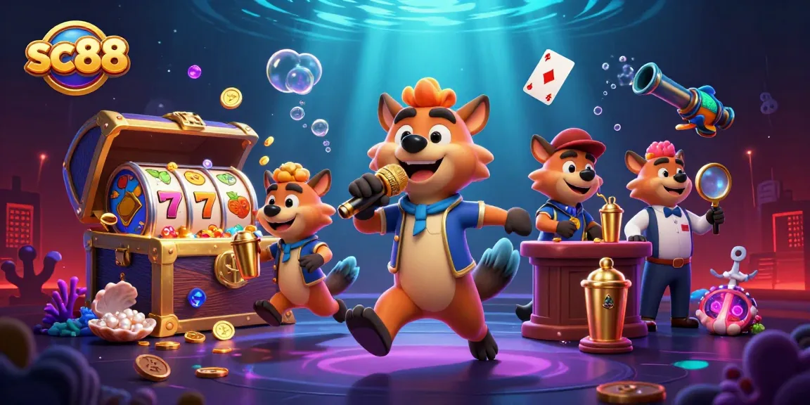 Enter the thrilling world of sc88 with hyenas in a vibrant casino scene filled with slot machines.