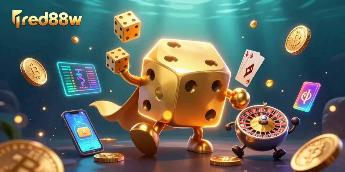 Engage with red88w's thrilling casino experience, showcasing vibrant 3D characters and cryptocurrencies.