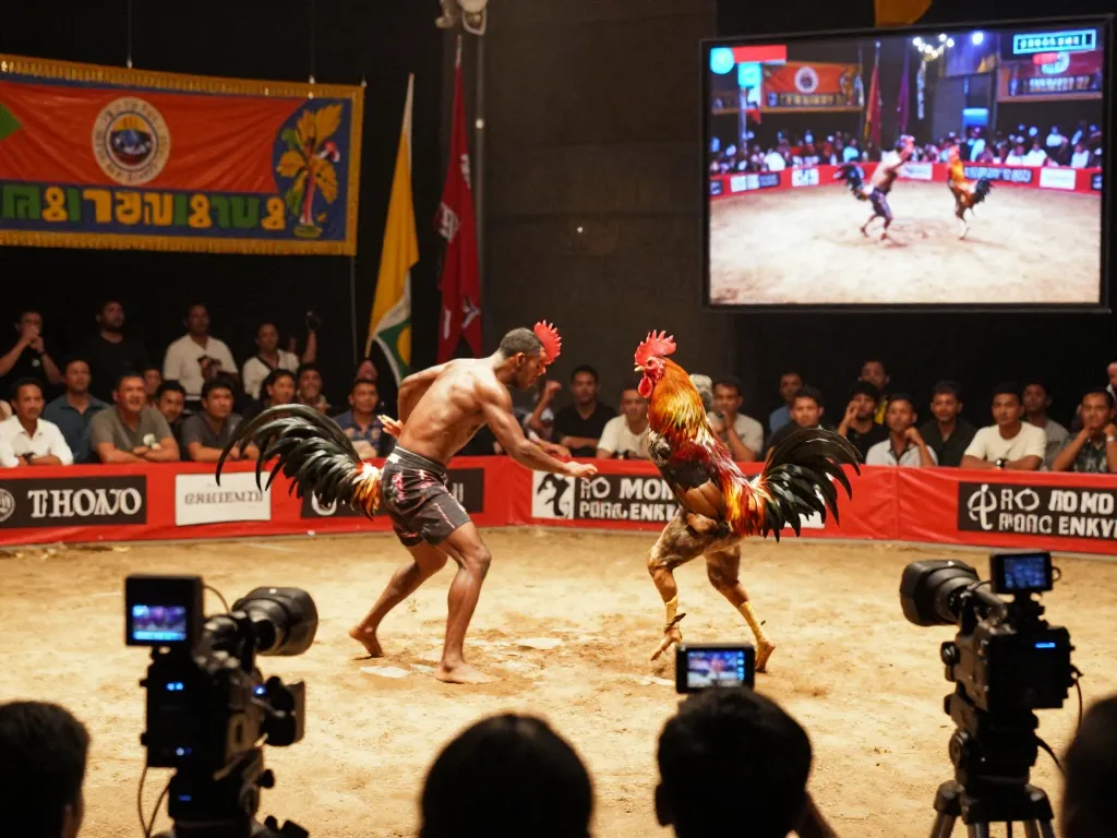 Experience excitement of đá gà trực tiếp thomo with high-definition action in vibrant arena setting