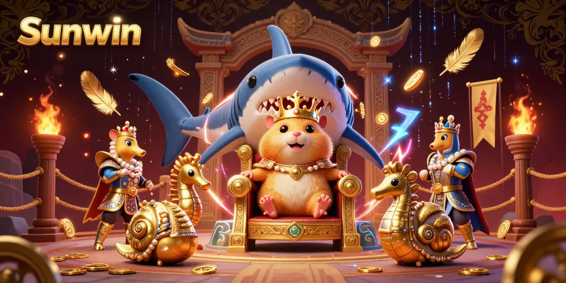 Engage with Sunwin's vibrant 3D casino scene featuring a golden hamster king and dynamic betting elements.