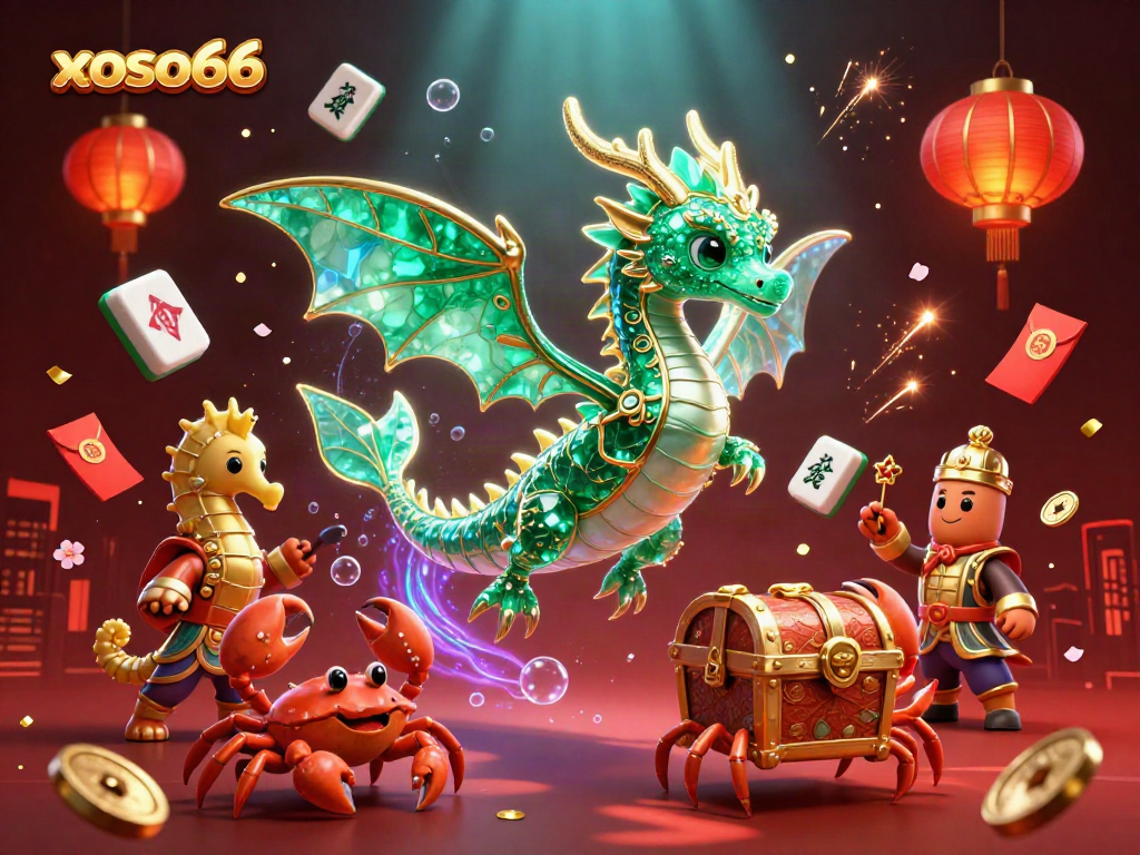 Experience excitement with Xoso66's 3D dragon and treasure scene, highlighting engaging gameplay.