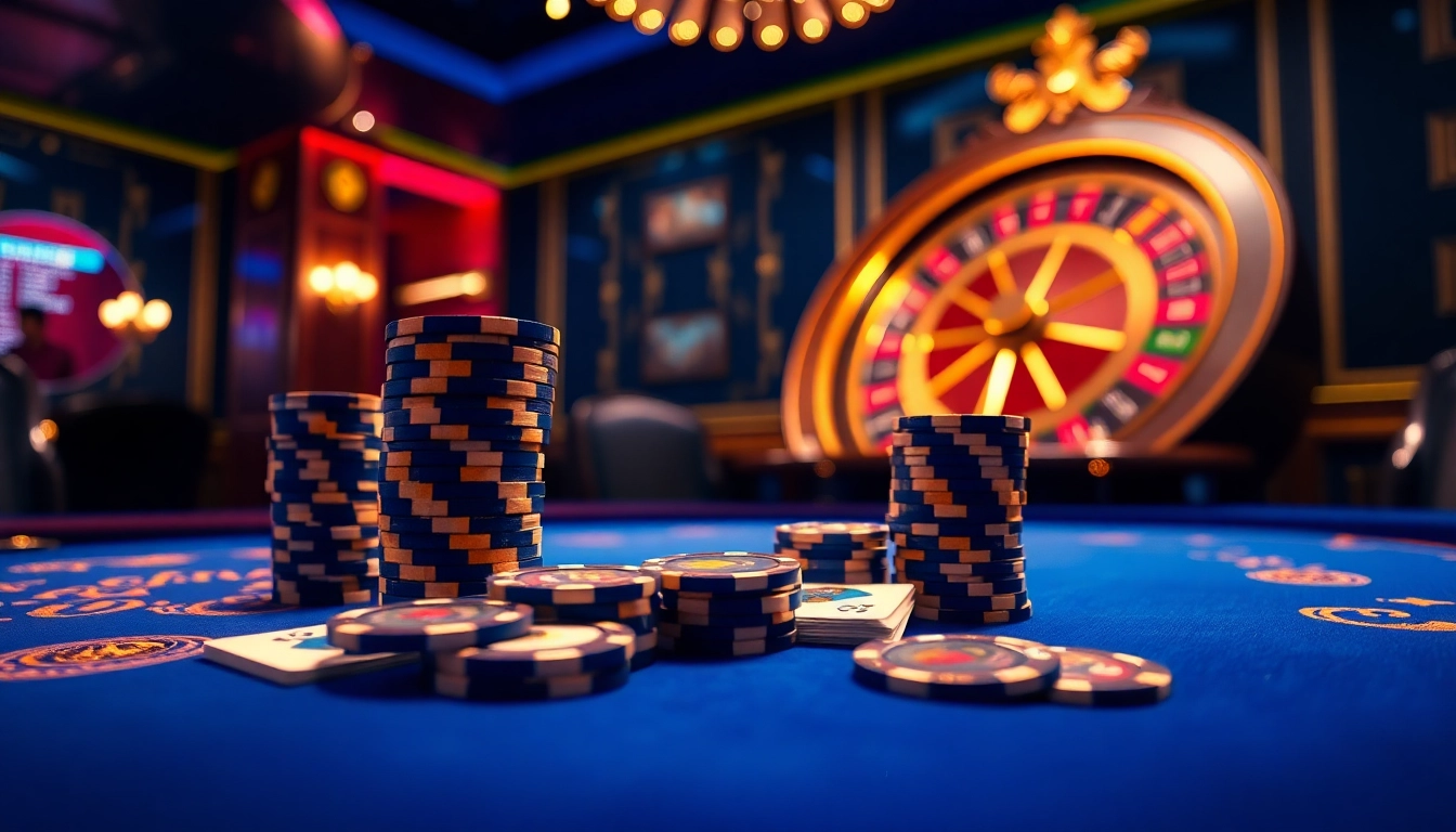 S8 poker table showcases premium chips and cards in an elegant casino environment.
