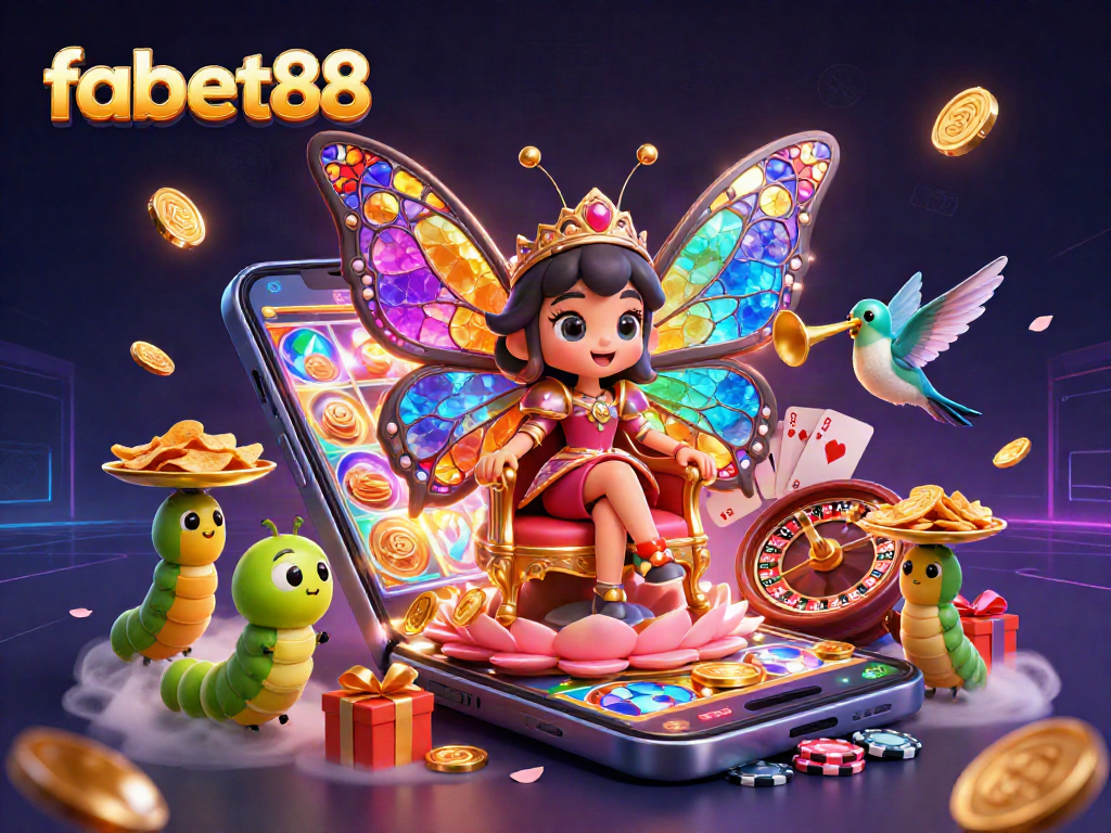 Experience fabet88 magic with a vibrant 3D scene featuring vibrant characters and casino elements.