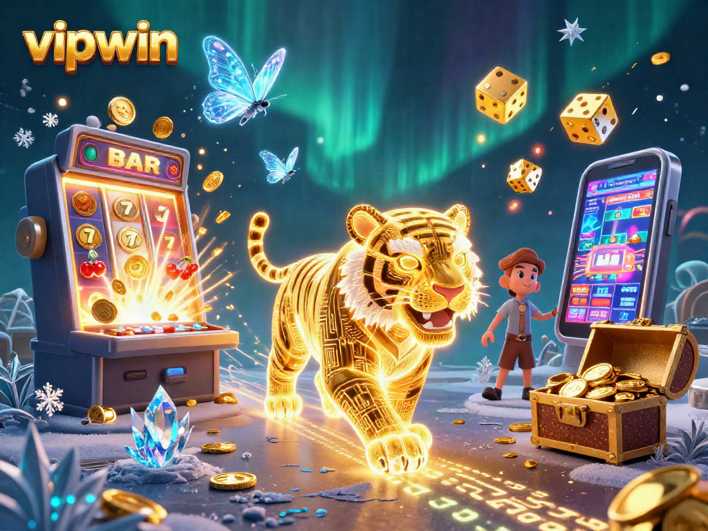 Experience thrilling gameplay with vipwin in a dazzling 3D casino scene packed with vibrant energy.