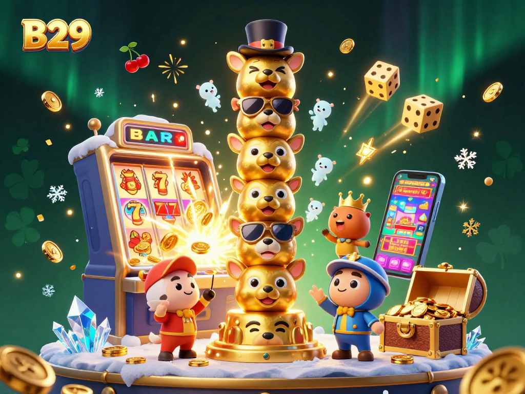 B29 invites players to engage in thrilling slots and jackpots with vibrant casino graphics and engaging characters.