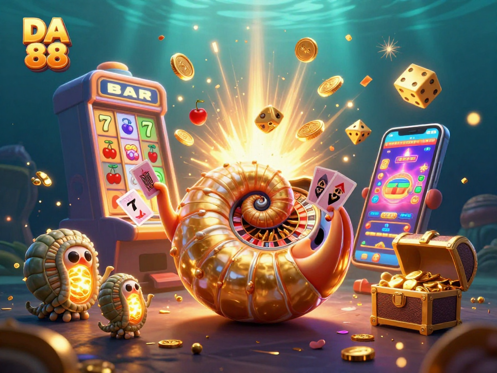 Experience thrilling gameplay at DA 88 with a dazzling casino-themed 3D illustration featuring immersive elements.