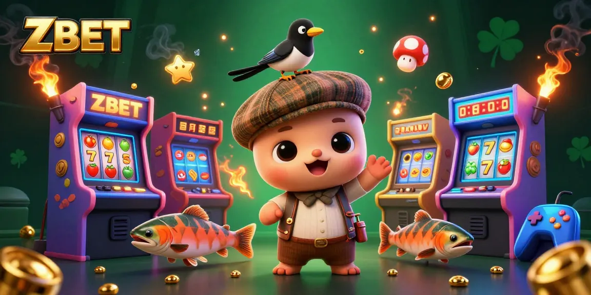 ZBET brings thrilling online gaming with an engaging scene featuring dynamic slot elements and playful characters.