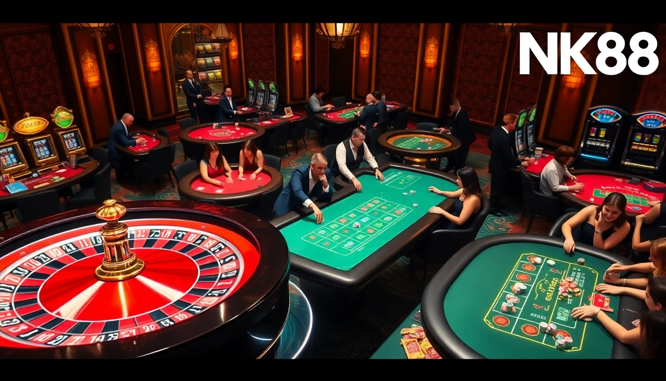 Experience high-stakes gaming at NK88 with vibrant tables and exciting players