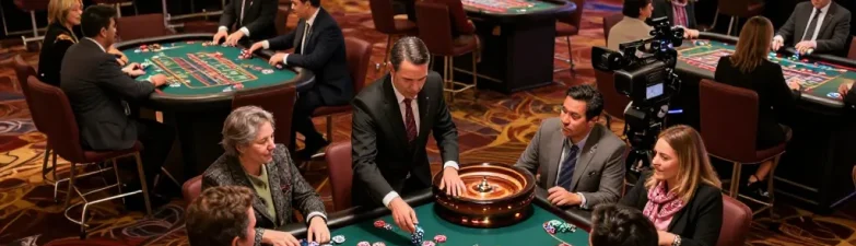 Gamblers placing bets at roulette tables in a vibrant casino scene showcasing CM88 excitement.